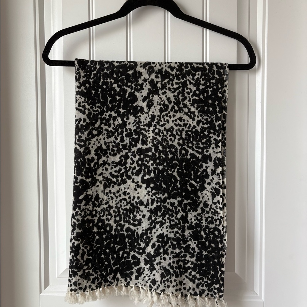 Vintage J. Crew Black and White Animal Print Scarf